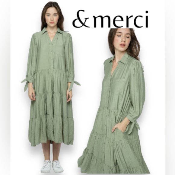 &merci | Dresses | Small Merci Green Tiered Button Down Midi Dress With Pockets | Poshmark &merci | Dresses | Small Merci Green Tiered Button Down Midi Dress With Pockets | Poshmark